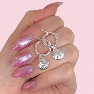 LIQUIDACIÓN Aros Argolla con Caracol Acero Blanco