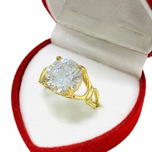 Anillo Solitario con Piedra Grande de Oro 18K