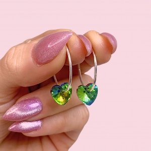 Aros cubanos con Swarosvki Corazon Esmeralda