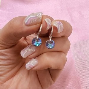 Aros argolla con swarovski 8mm VITRO LIGHTde Plata 925