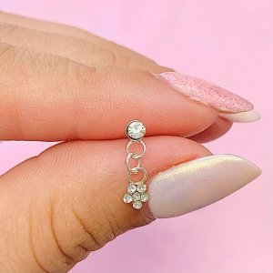 Arito Piercing Nariz Flor con piedra Blanca Plata 925